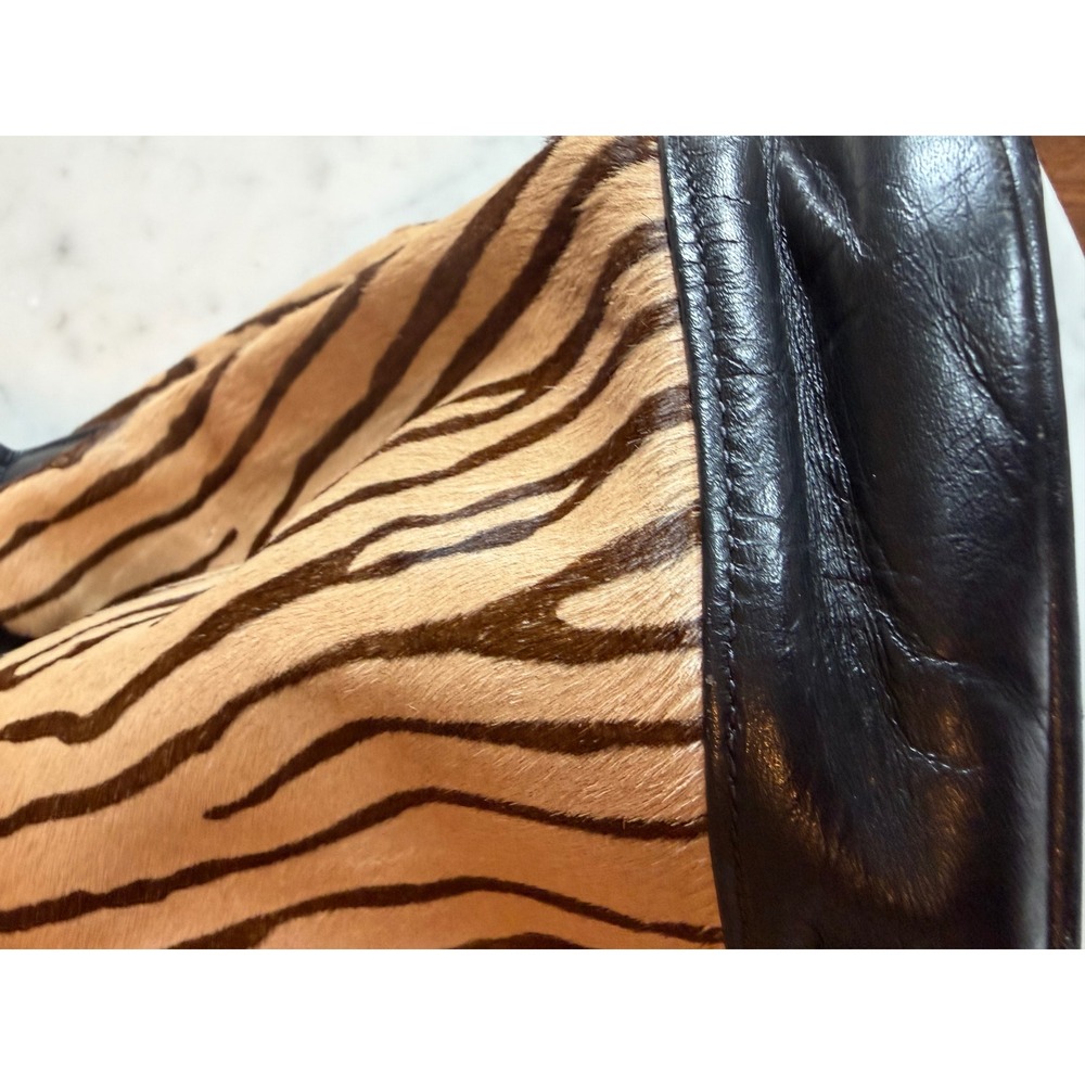 The Elephant Walk Dallas Collectible Zebra Calf Hair Leather Bucket Bag Vintage - Picture 6 of 16